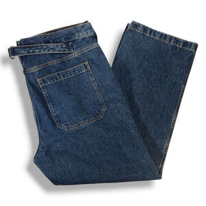 NWOT Everlane The Cinch Back High Rise Utility Denim Jeans Sz. 33x28 Dark Indigo